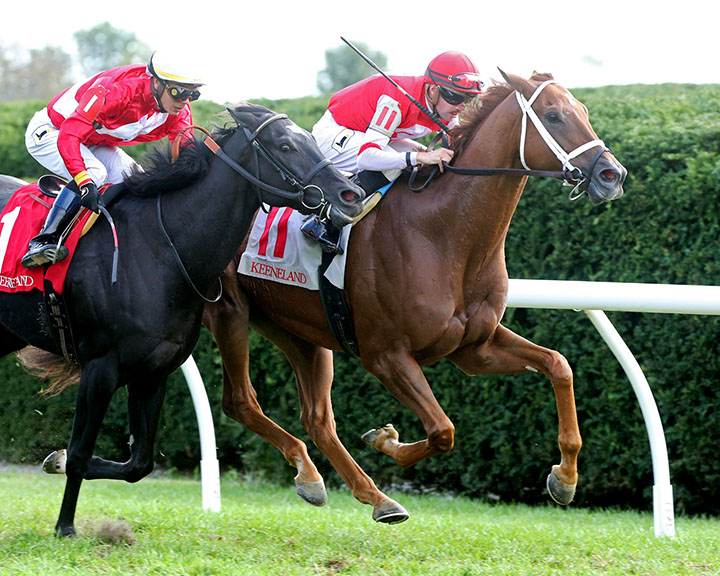Big Changes (right) wins a Keeneland allowance on 10.12.18
