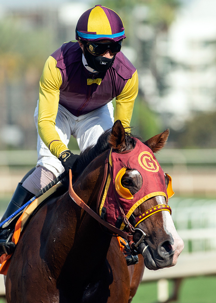 Juan Hernandez wins the Eddie D Stakes with Big Runnuer