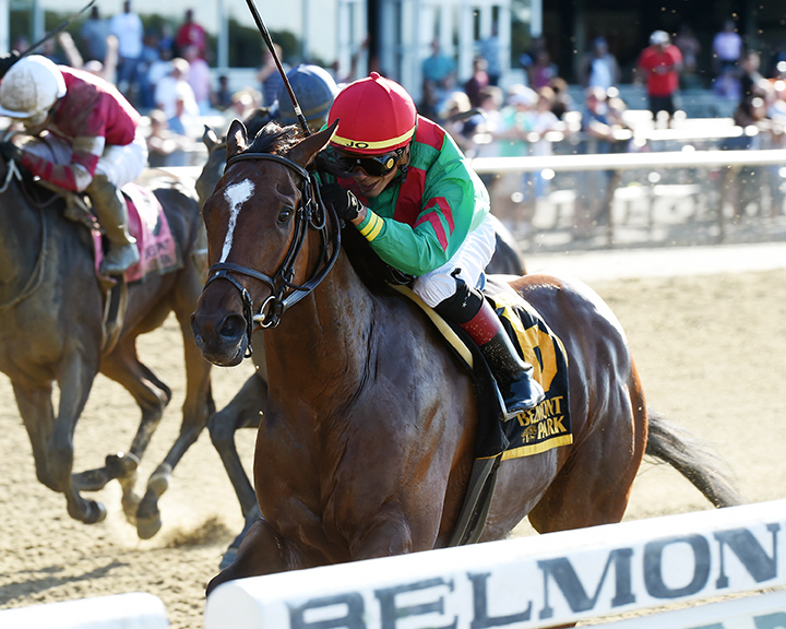 Blindwillie McTell wins the 2019 Mike Lee Stakes at Belmont Park