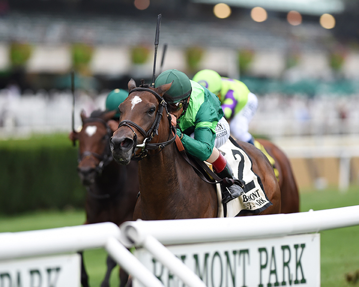 Blowout wins the 2019 Pebbles Stakes at Belmont Park