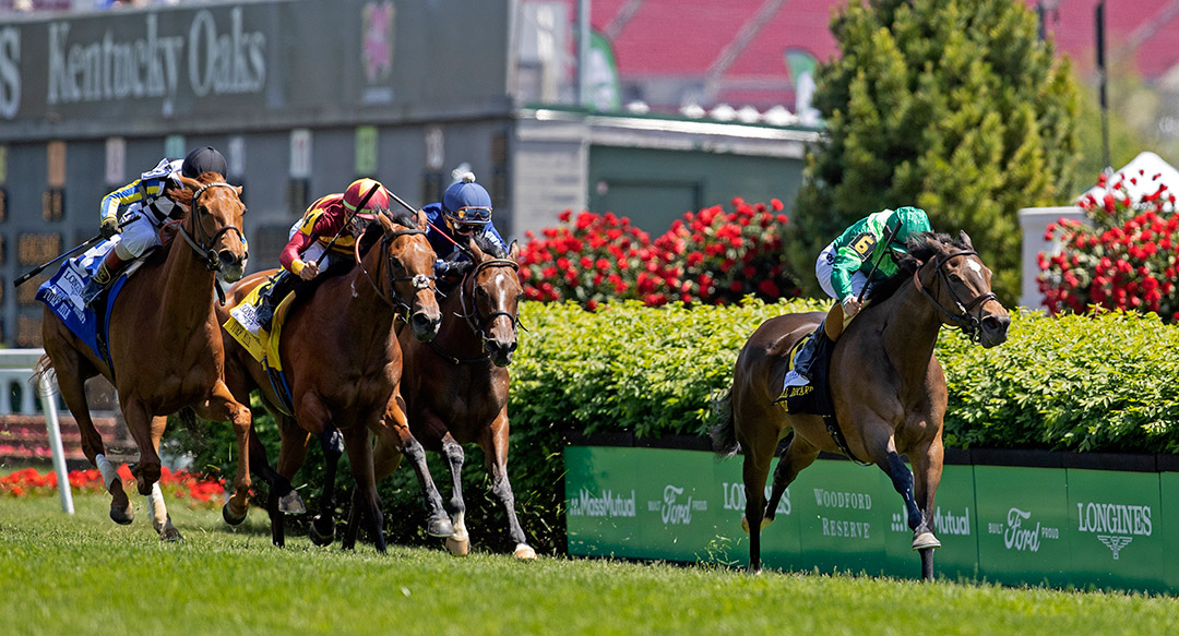 Blowout wins the 2021 Distaff Turf Mile at Churchill Downs