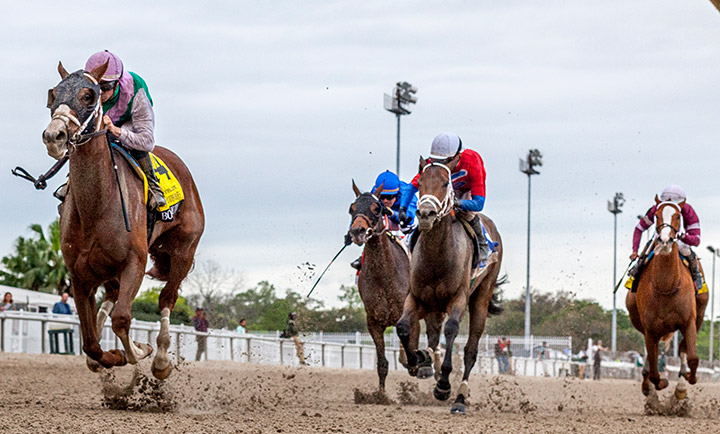 Bonny South wins the 2020 Fair Grounds Oaks at Fair Grounds