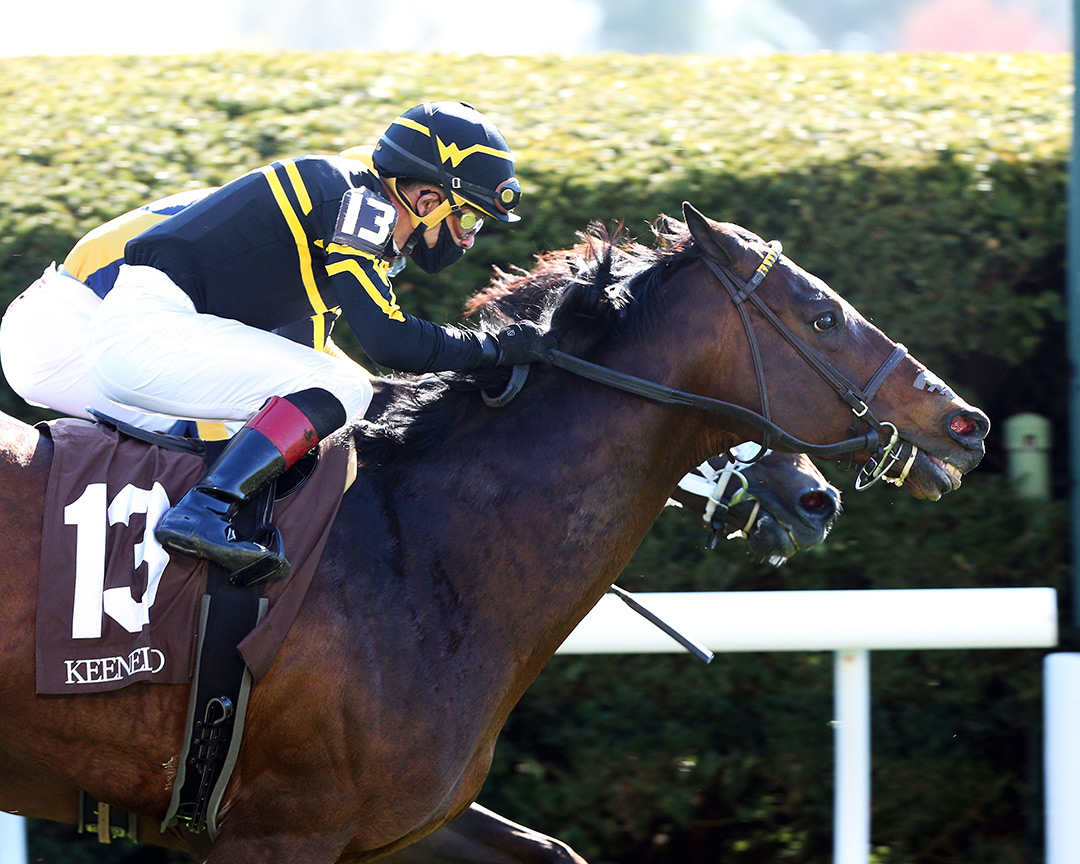 Bound for Nowhere wins the 2021 Shakertown Stakes at Keeneland