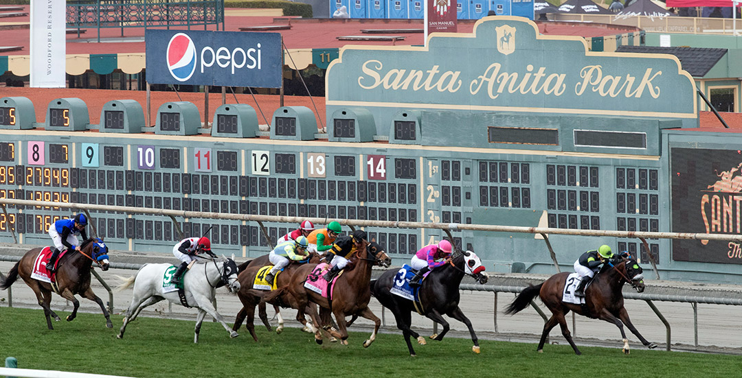 Santa Anita racing and tote board