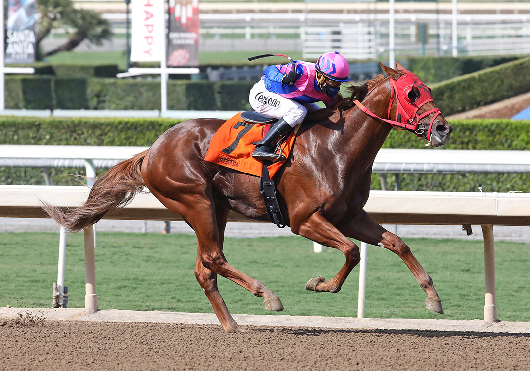 Alexis Centeno guides Brickyard Ride to a Sept. 27 allowance win at Santa Anita