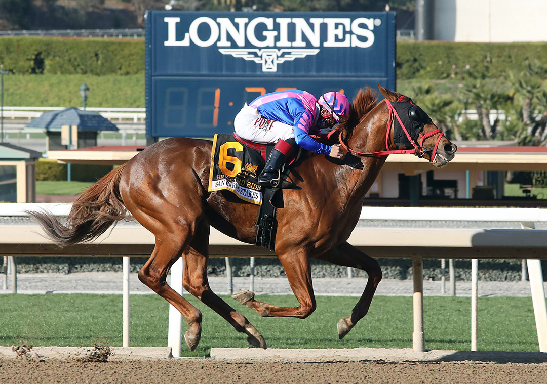 Brickyard Ride wins the 2021 San Carlos Stakes at Santa Anita