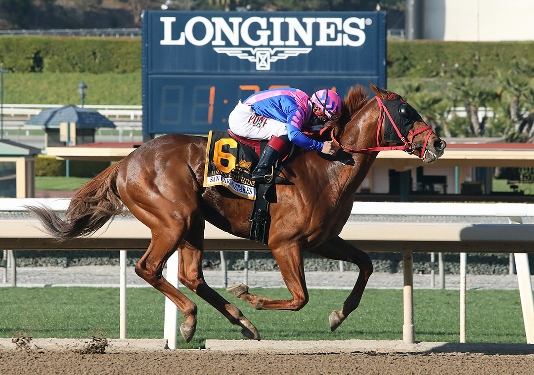 Brickyard Ride wins the 2021 San Carlos Stakes at Santa Anita