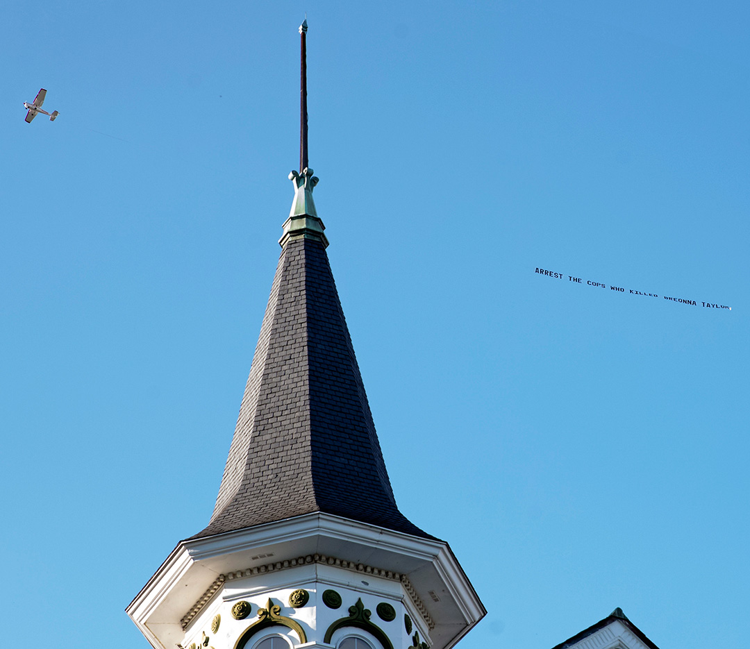 Plane with Breonna Taylor banner, Churchill Downs, Kentucky Derby Day