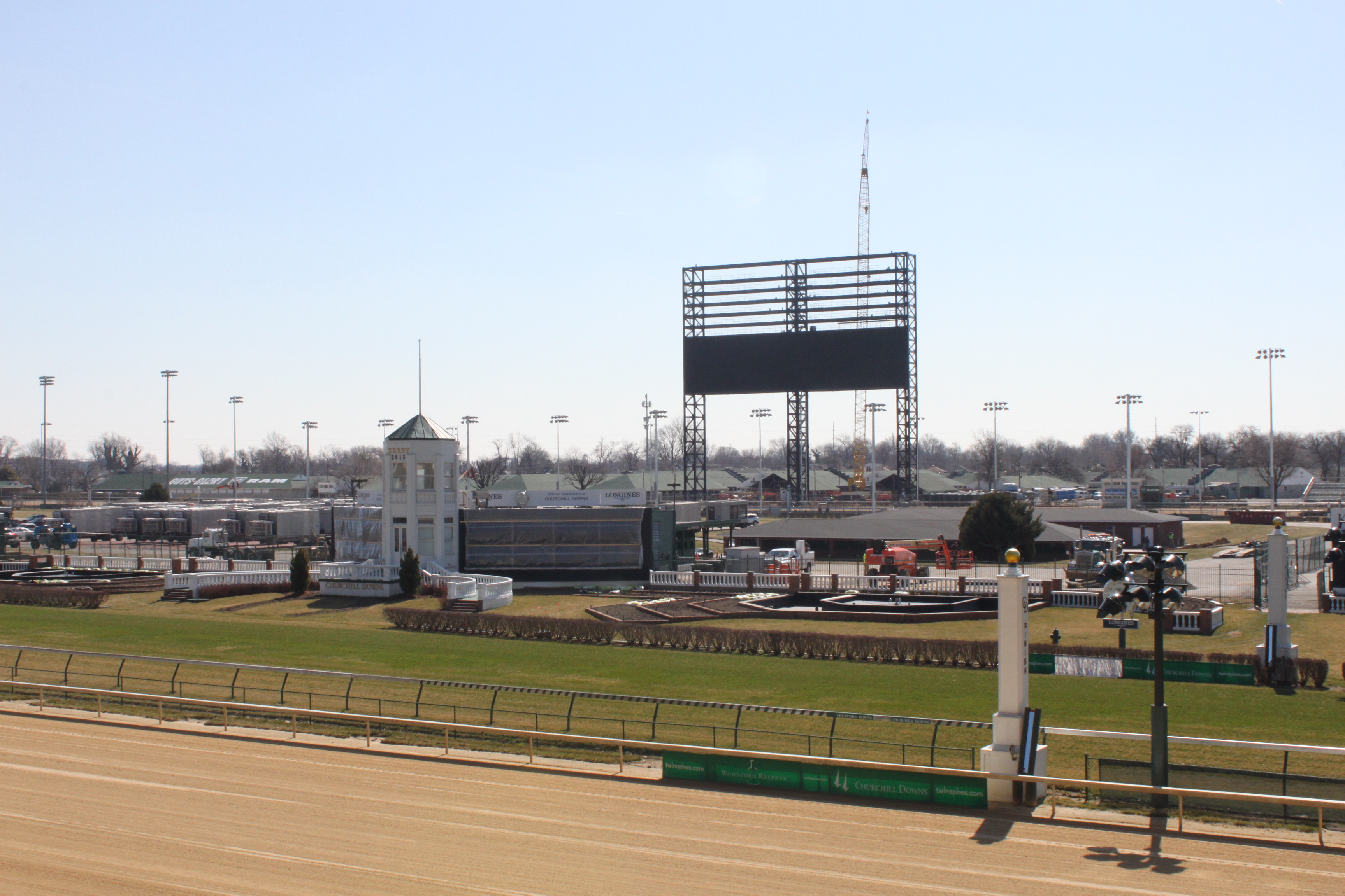 construction of video board at Churchill Downs