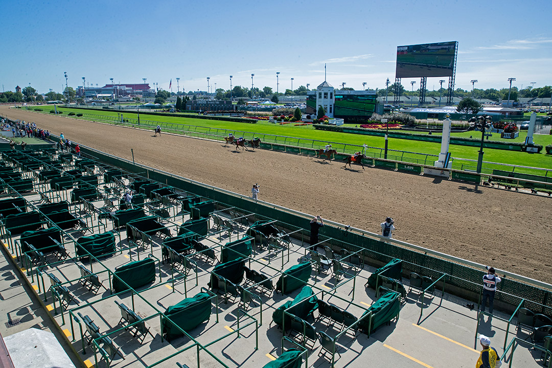 Empty seats at Churchill Downs on Kentucky Derby day