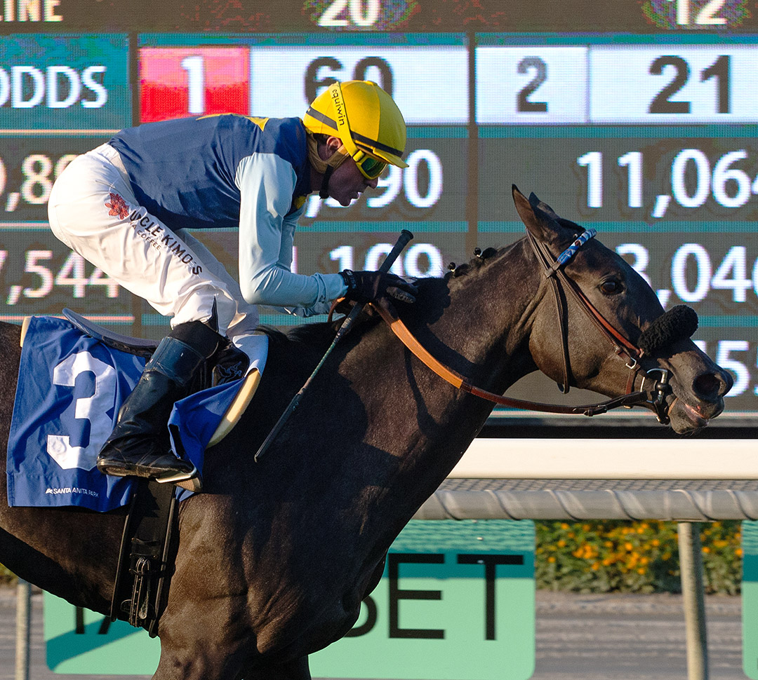 Cairo Memories wins the 2021 Surfer Girl Stakes at Santa Anita