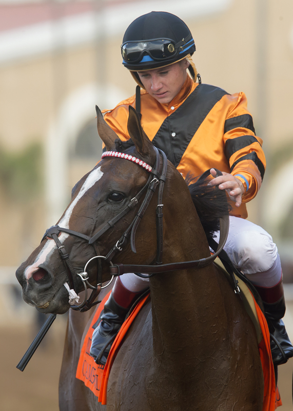 Cambodia and jockey Drayden Van Dyke following Grade 2 Yellow Ribbon at Del Mar 8.5.17_BA