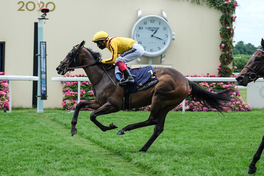 Campanelle wins the 2020 Queen Mary Stakes at Royal Ascot