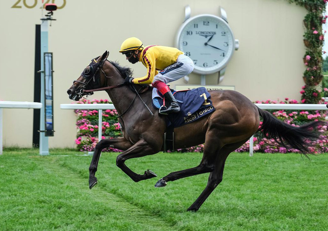 Campanelle wins the 2020 Queen Mary Stakes at Royal Ascot