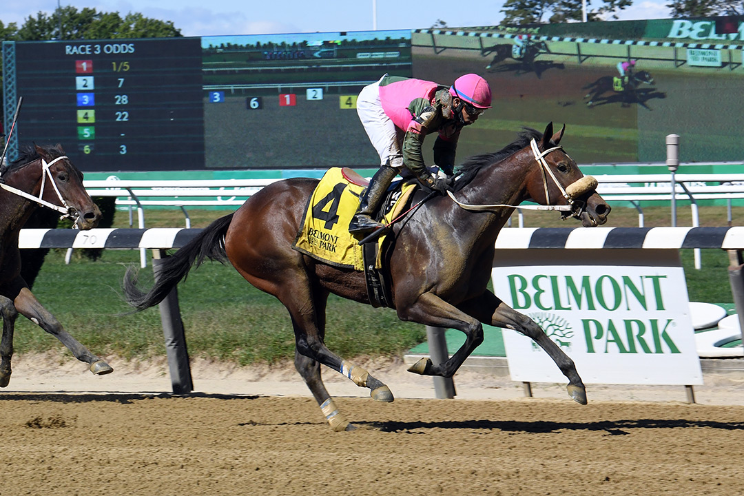 Captainsdaughter wins an Oct. 1 maiden race at Belmont Park
