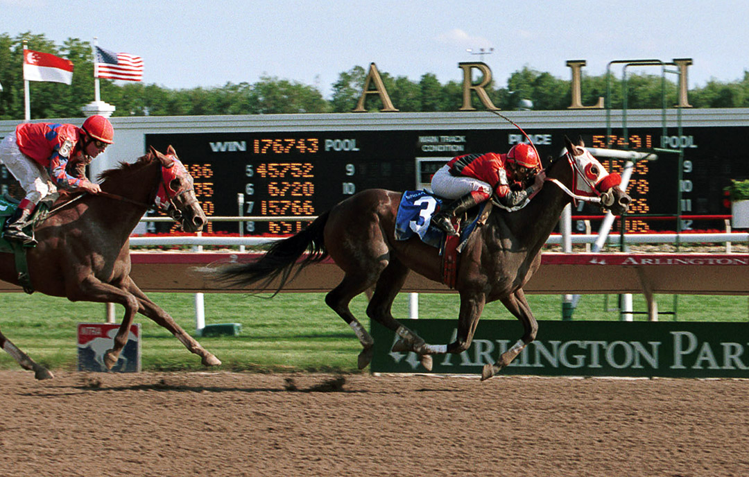Caressing wins the 2001 Singapore Plate Stakes at Arlington Park