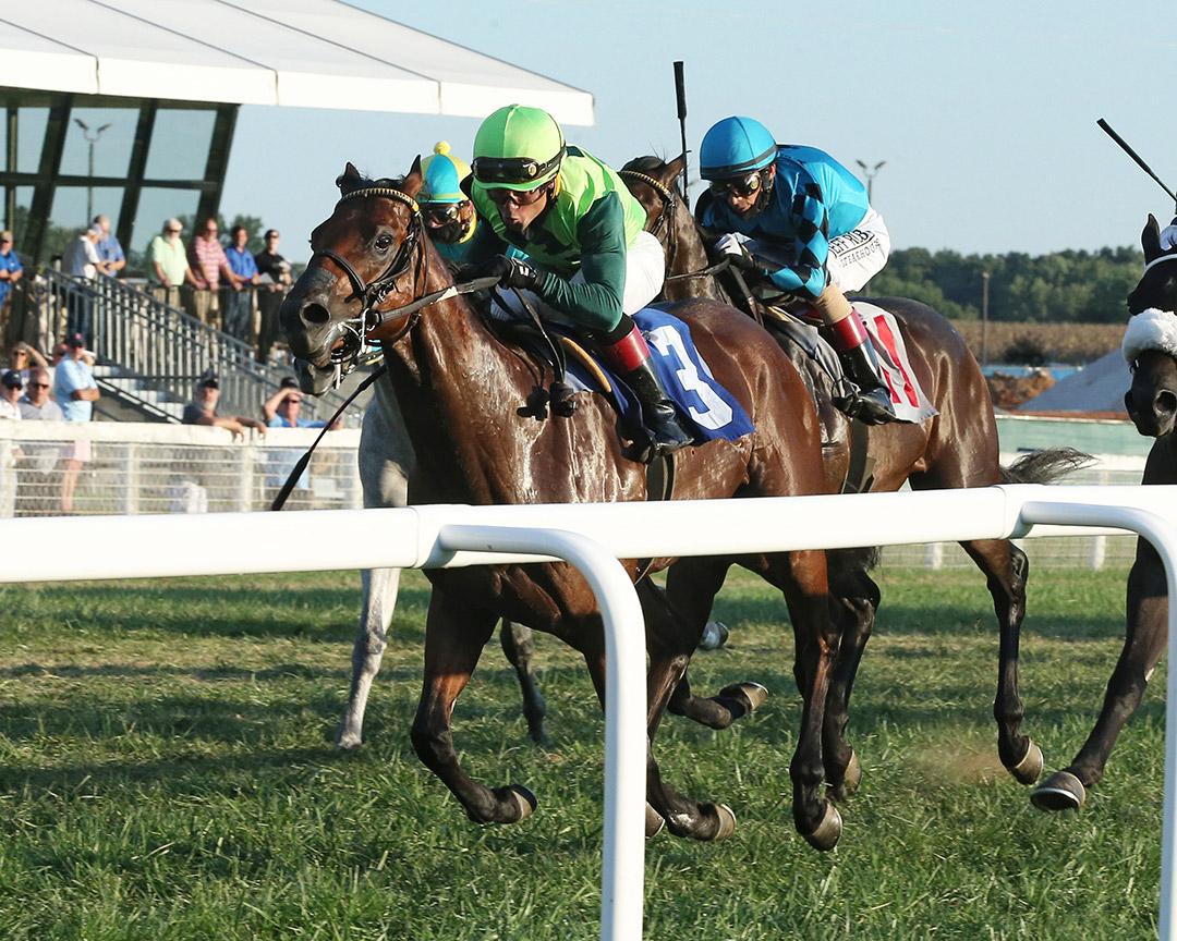 Joel Rosario wins his 13th race of the Kentucky Downs meet with Castle Leoch