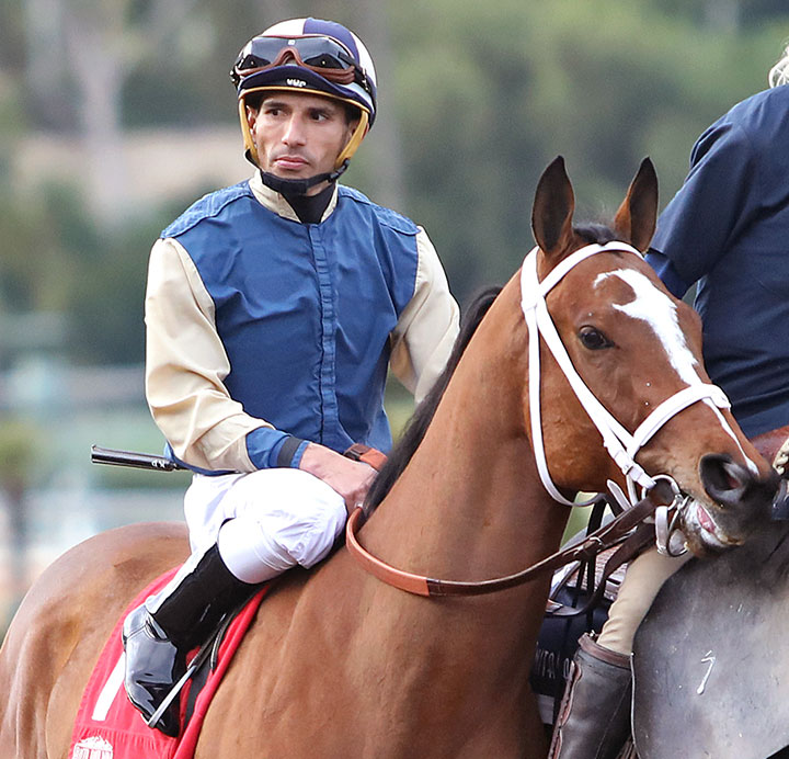 Catalino Martinez aboard Bettor Trip Nick at Santa Anita Park in January 2020
