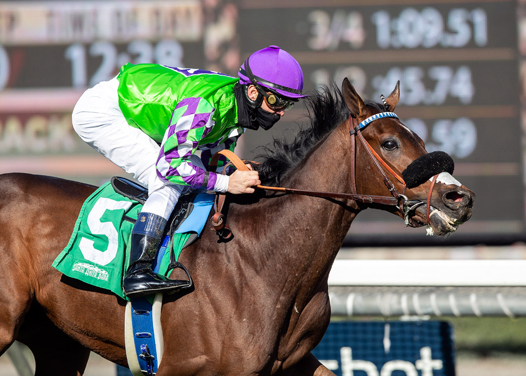 Cathkin Peak wins the 2020 Eddie Logan Stakes at Santa Anita