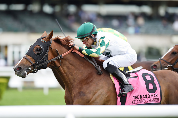 Channel Maker wins the 2019 Man o' War Stakes at Belmont Park
