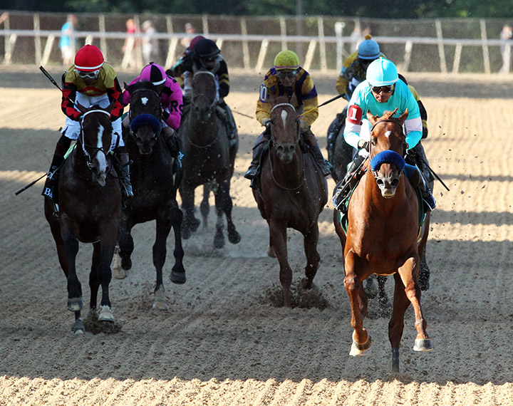 Charlatan wins the first division of the 2020 Arkansas Derby at Oaklawn