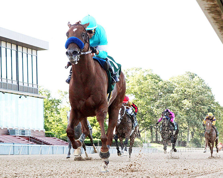 Charlatan wins the first division of the 2020 Arkansas Derby at Oaklawn