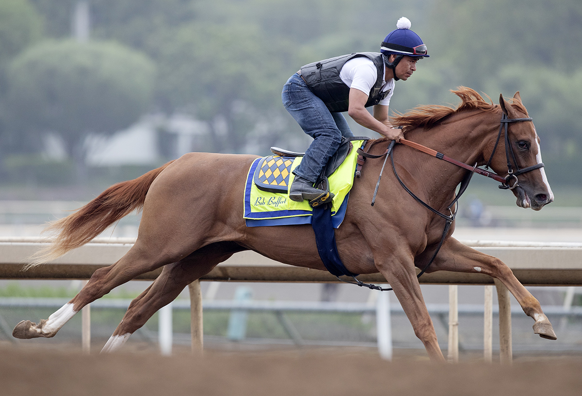 Chasing Yesterday trains at Santa Anita on June 22
