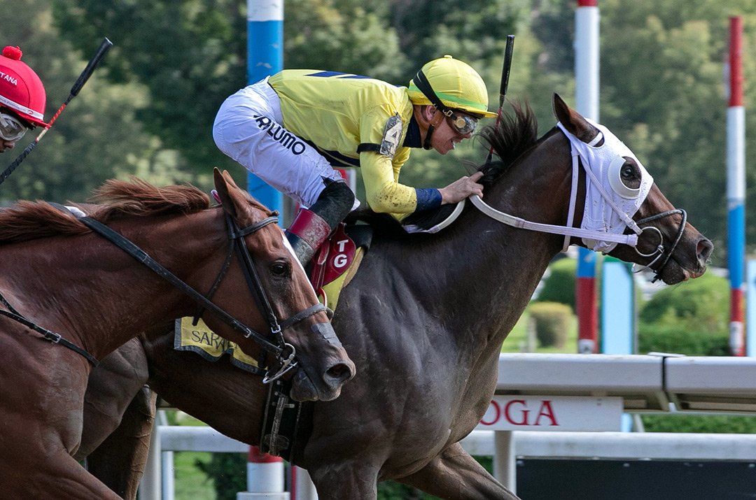 Cilla wins the 2021 Prioress Stakes at Saratoga Race Course