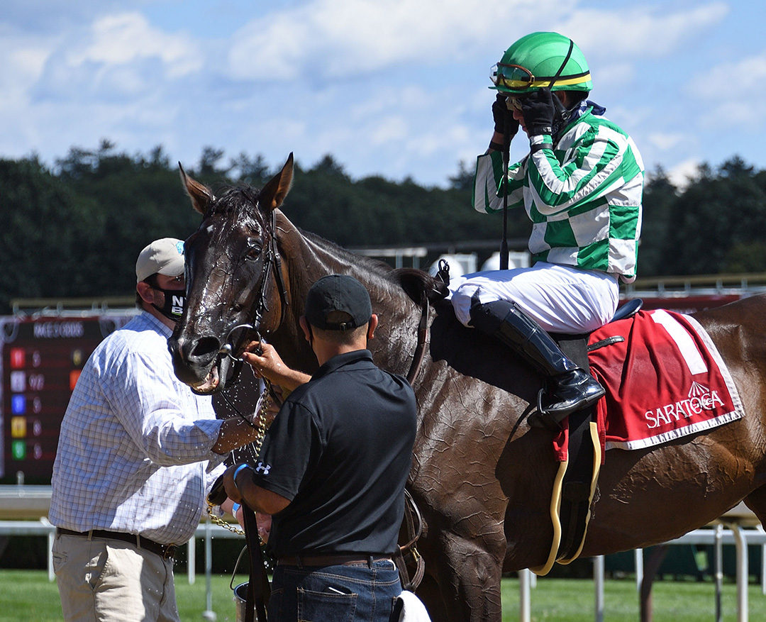 Civil Union after winning the 2020 Glens Falls Stakes at Saratoga Race Course