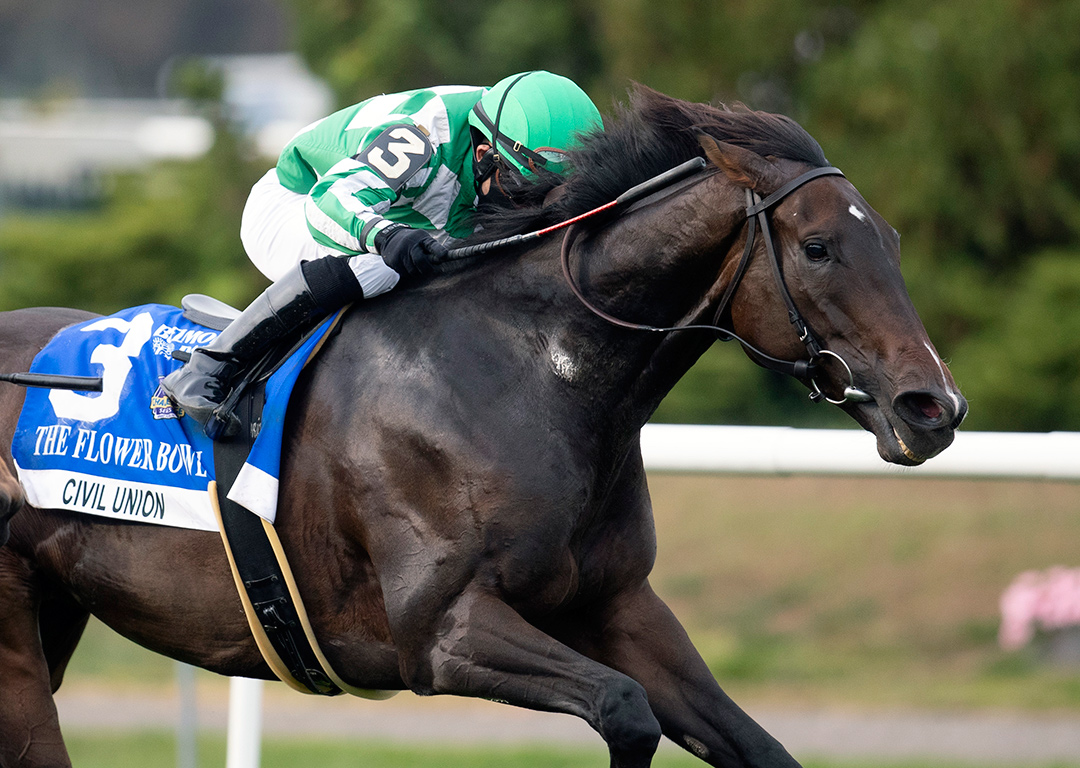 Civil Union wins the 2020 Flower Bowl Stakes at Belmont Park