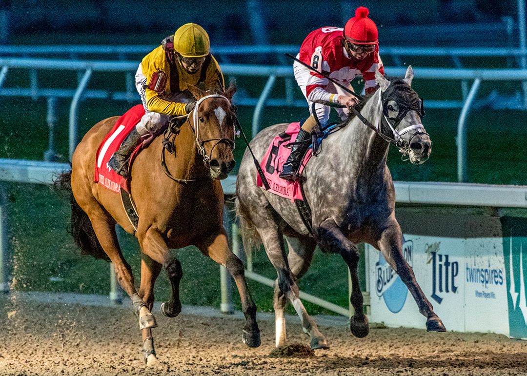 Travel Column (right) finishes second in the Rachel Alexandra at Fair Grounds