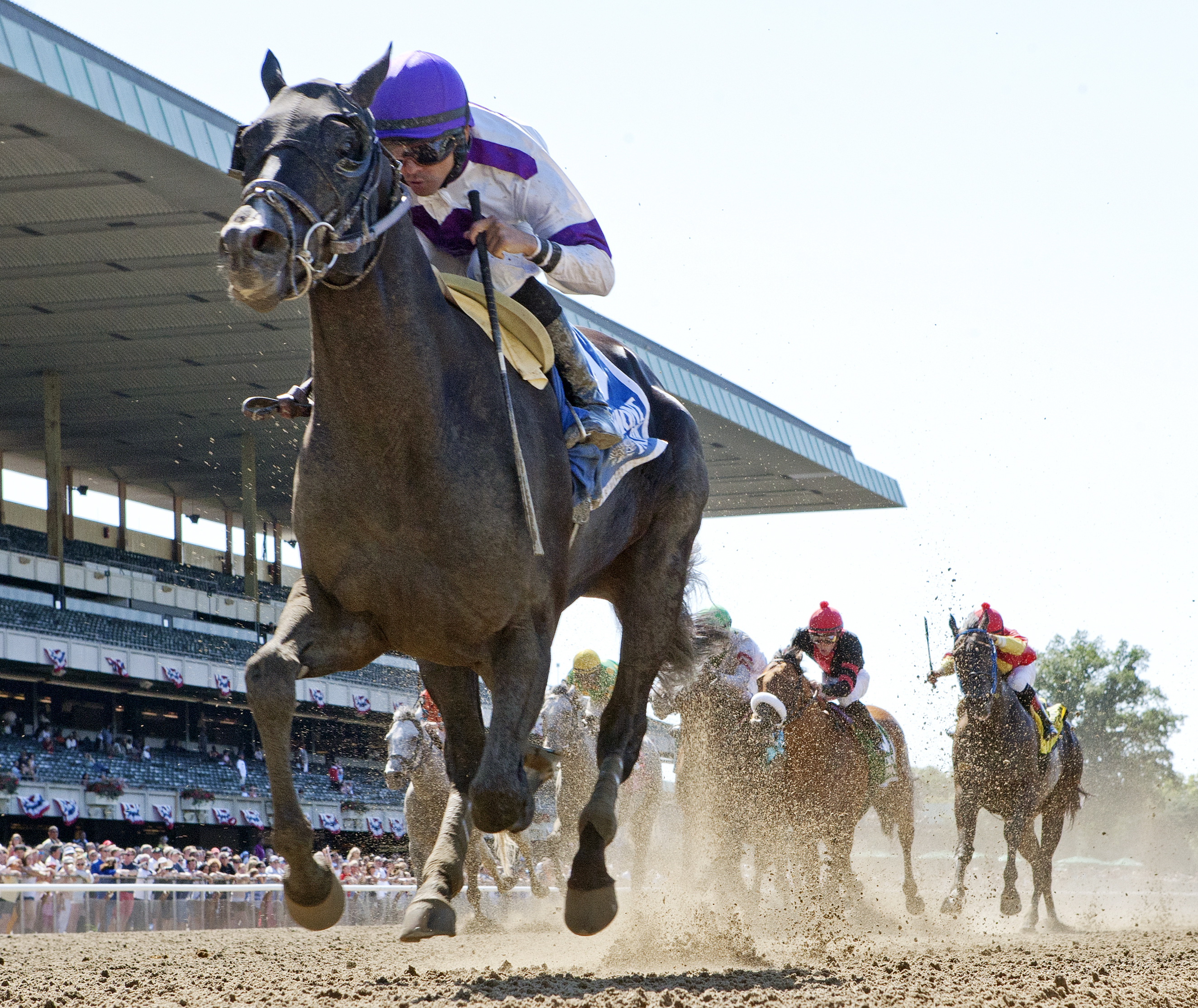Clearly Now wins the Belmont Sprint