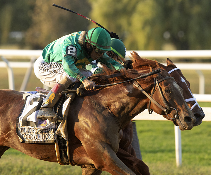 Code of Honor wins the 2019 Jockey Club Gold Cup at Belmont Park