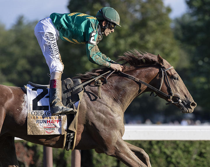 Code of Honor wins the 2019 Travers Stakes at Saratoga Race Course