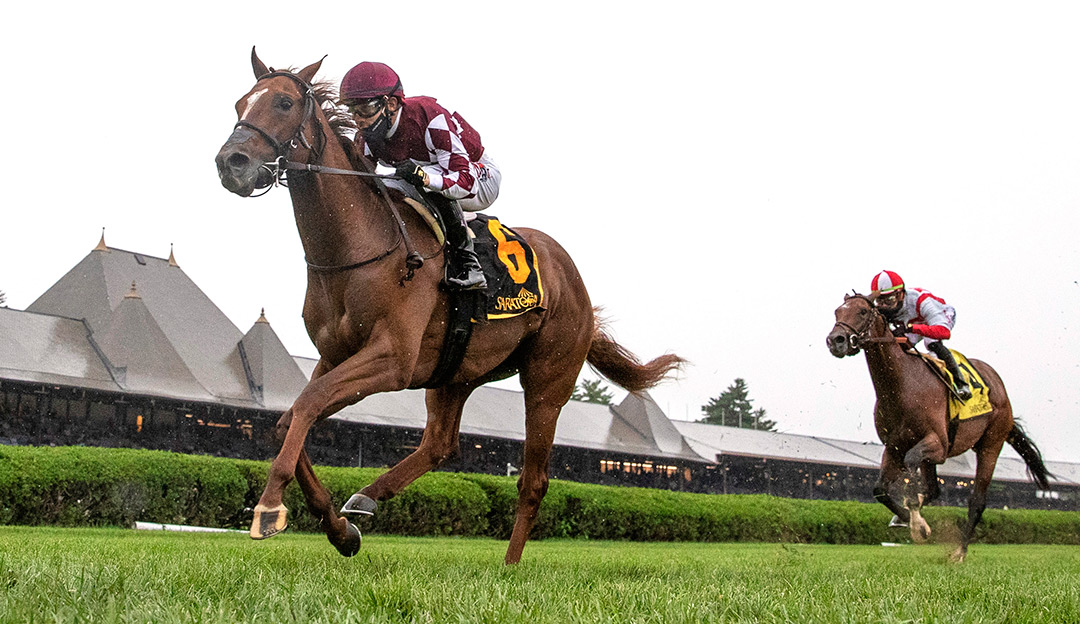 Coinage wins the 2021 With Anticipation Stakes at Saratoga Race Course