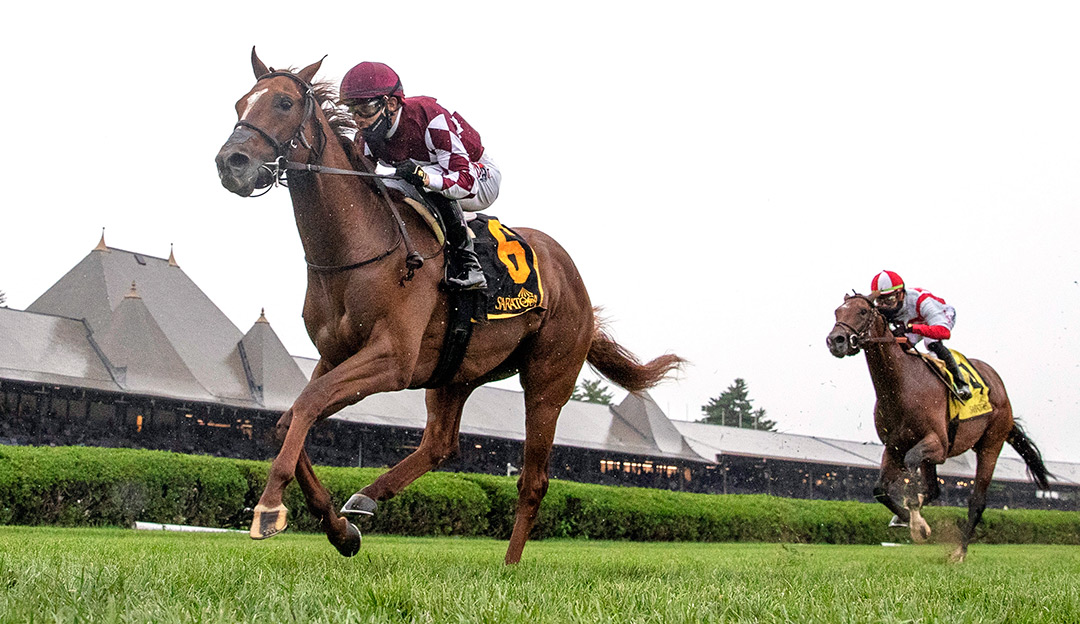 Coinage wins the 2021 With Anticipation Stakes at Saratoga Race Course