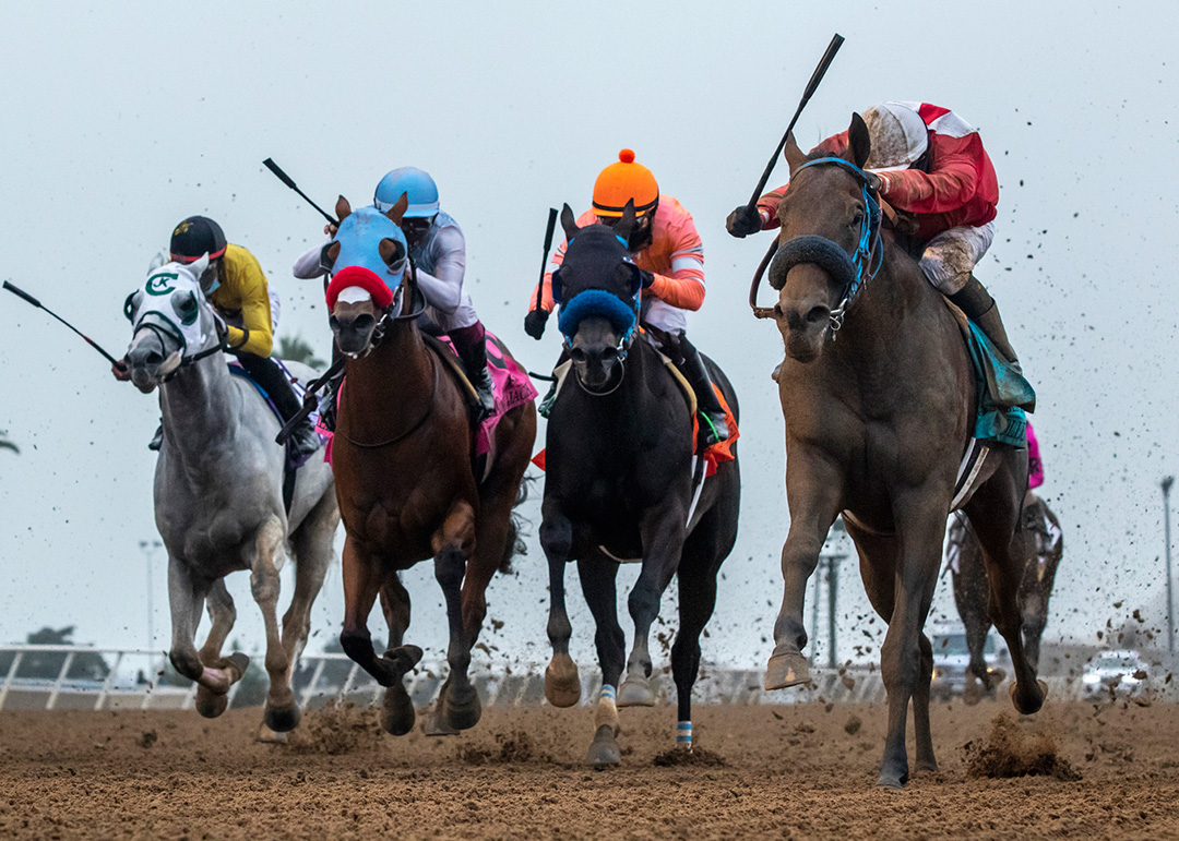 Collusion Illusion (right) wins the 2020 Bing Crosby Stakes at Del Mar