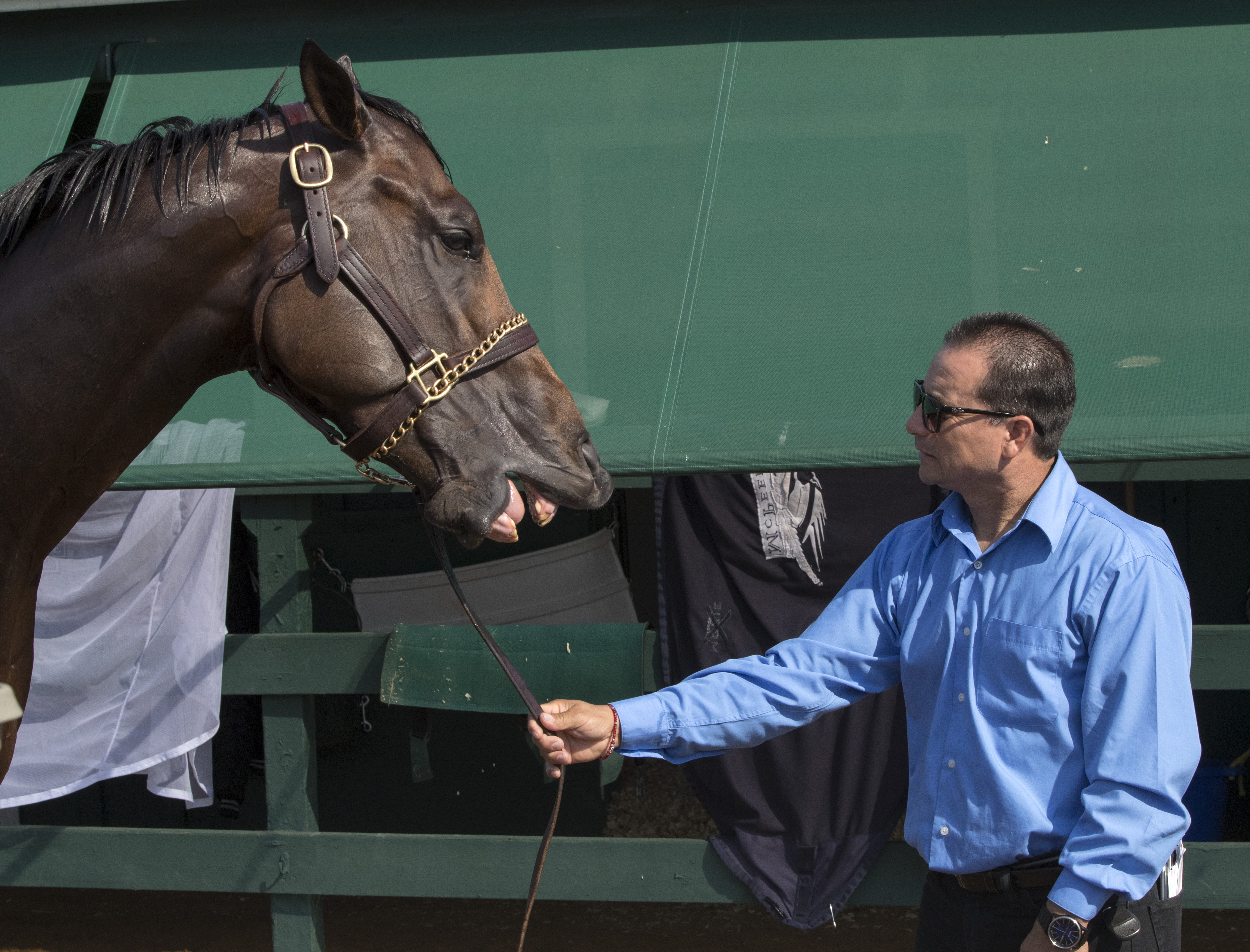 Conquest Mo Money with trainer Miguel Hernandez