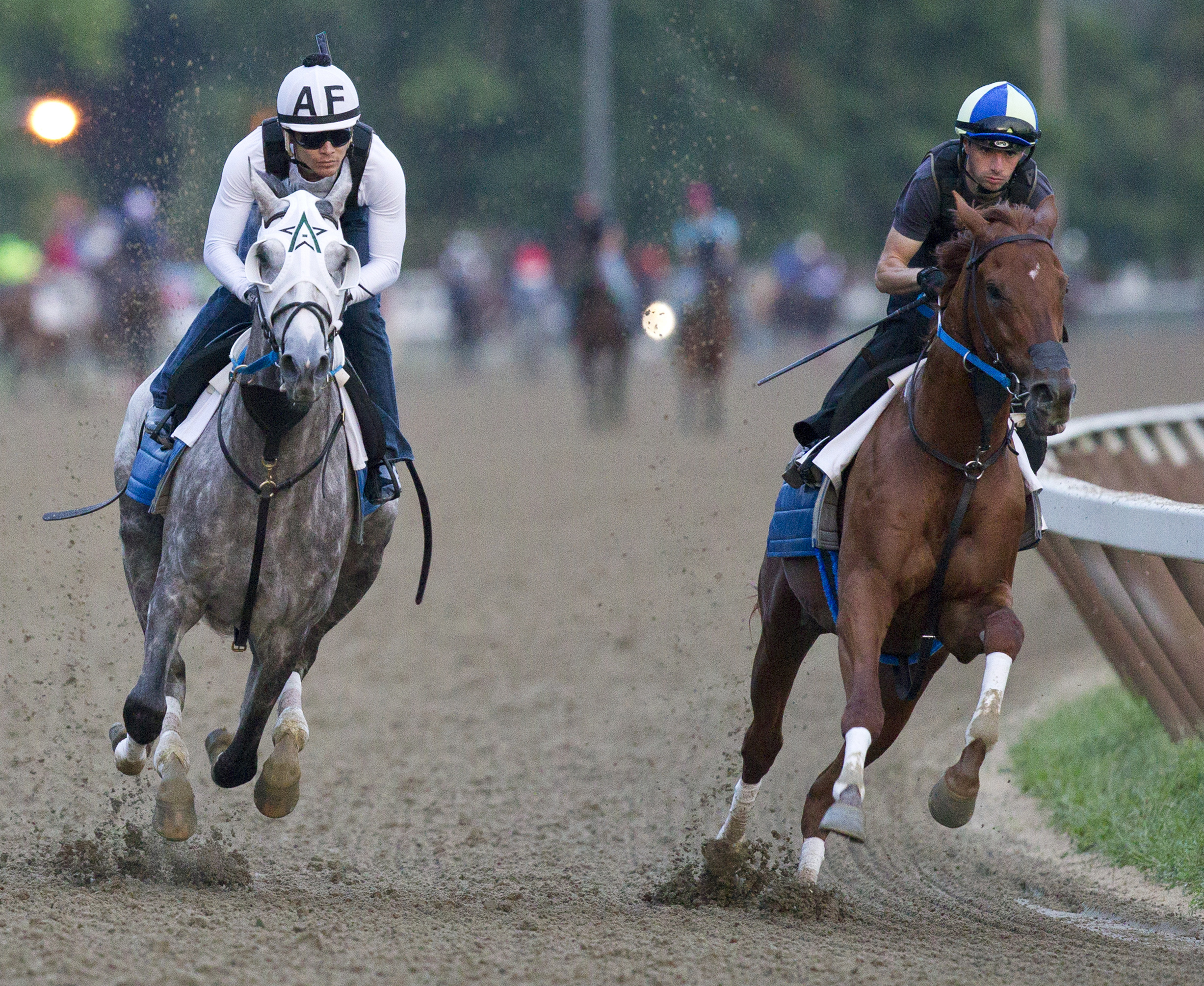 Creator and Gun Runner train at Saratoga on August 15