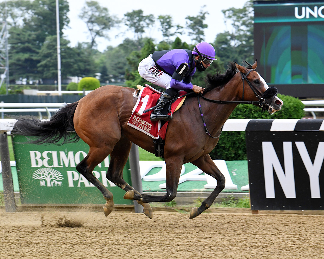 Critical Value wins the 2020 Bouwerie Stakes at Belmont Park
