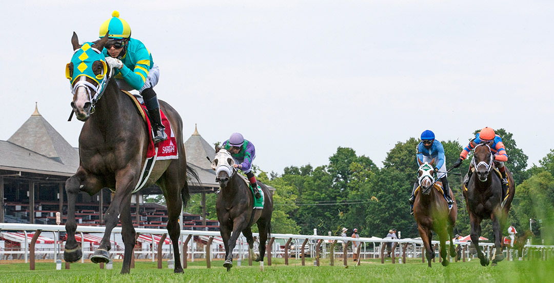 Cross Border wins the Lubash Stakes at Saratoga Race Course