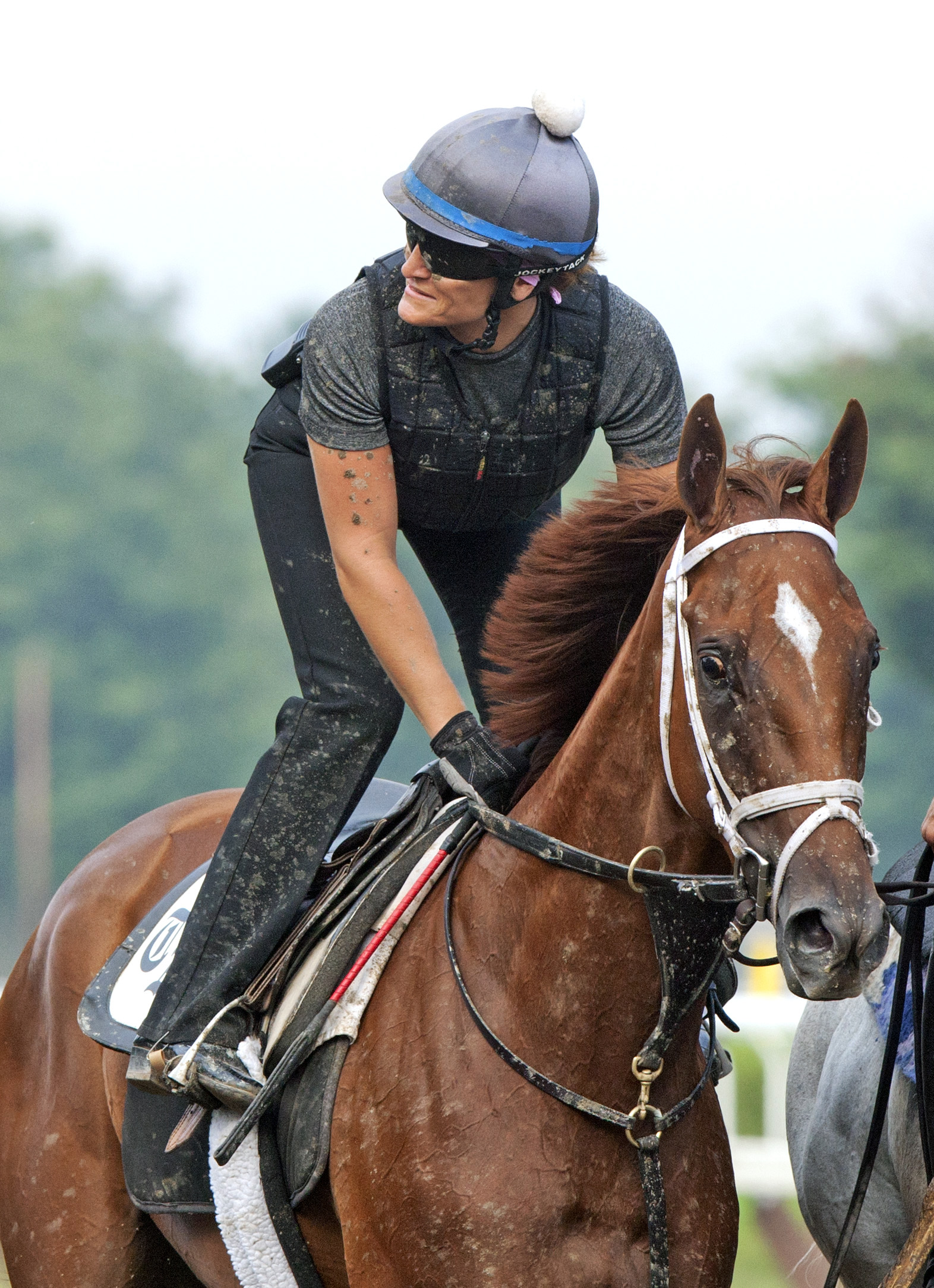 Curalina trains at Saratoga on Aug. 15