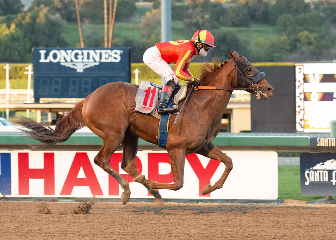 Defunded wins a March 6 maiden race at Santa Anita Park