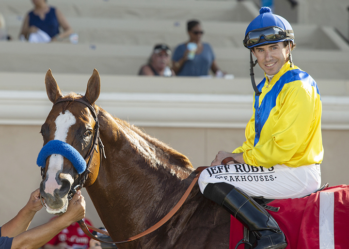 Joe Talamo and Dabster after the Harry F. Brubaker Stakes