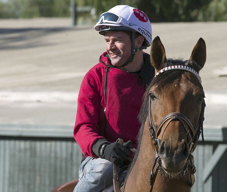 Kent Desormeaux aboard Dalmore in February 2018