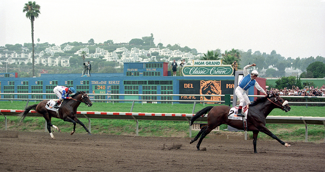 Dare and Go (right) beats Cigar in the 1996 Pacific Classic at Del Mar