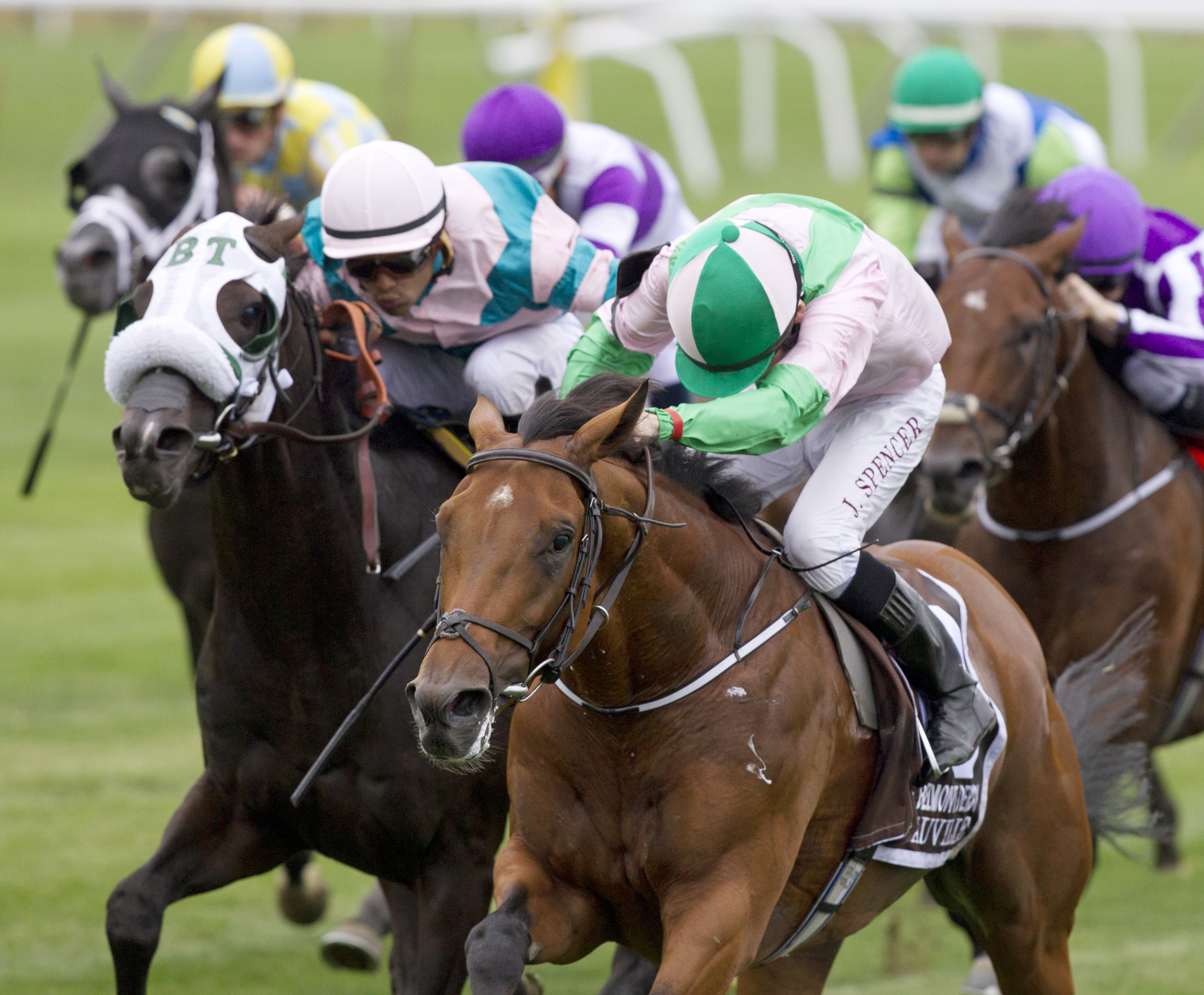 Deauville (13) wins the Belmont Derby Invitational Stakes