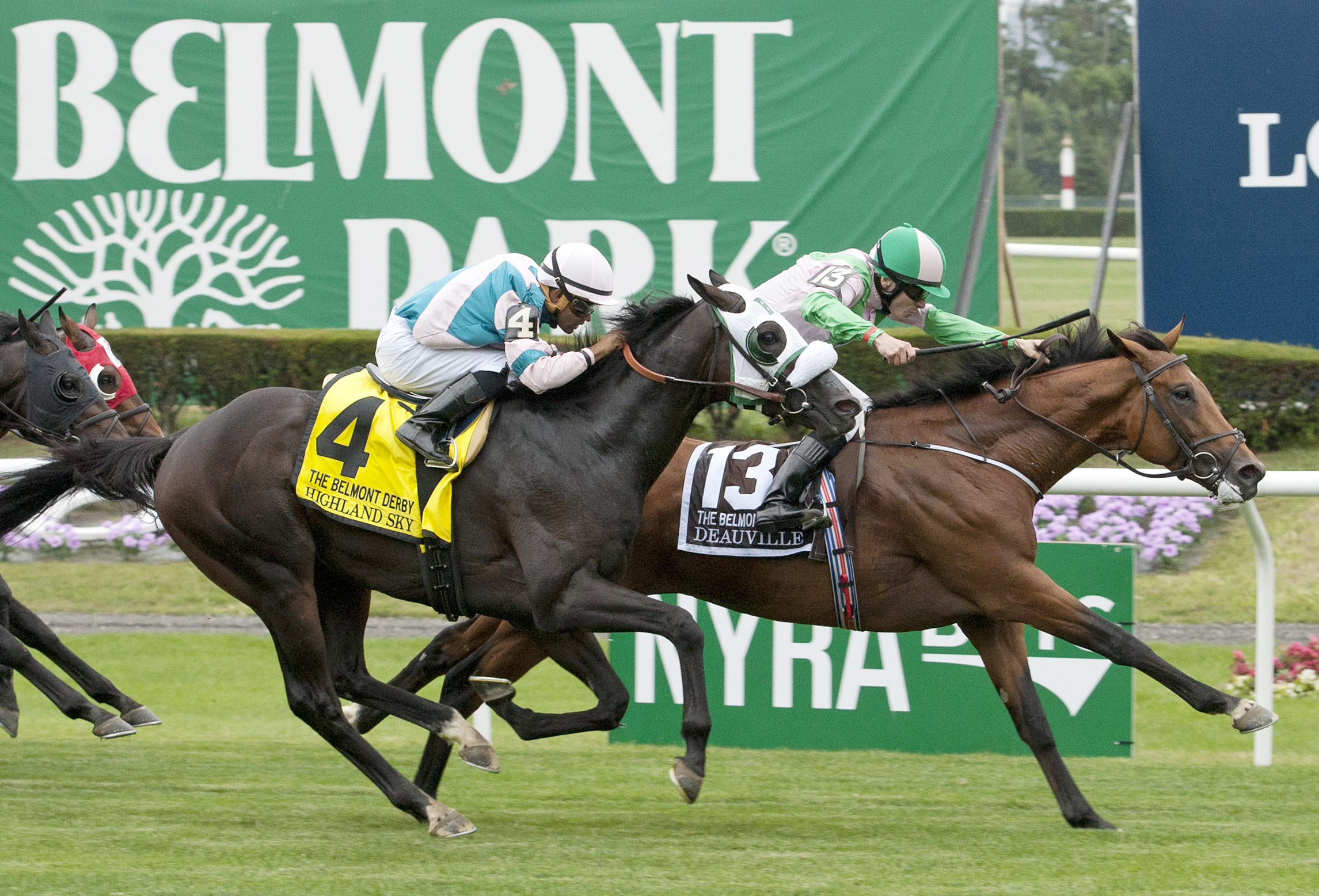 Highland Sky finishes second to Deauville in the 2016 Belmont Derby