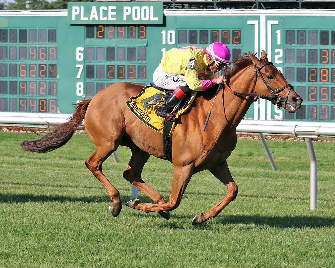 Devamani wins the 2021 Monmouth Stakes at Monmouth Park