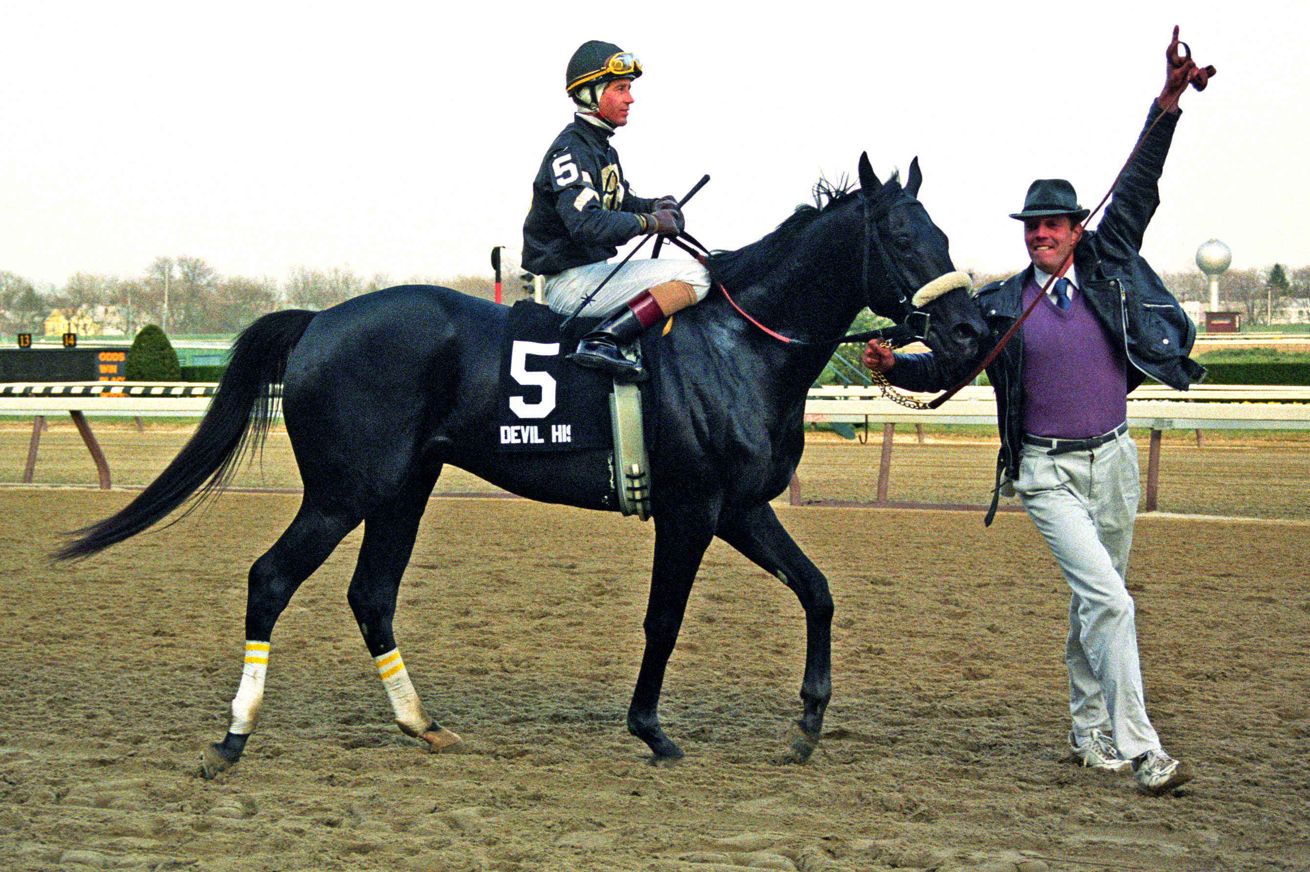 Devil His Due after winning the Gotham Stakes in 1992